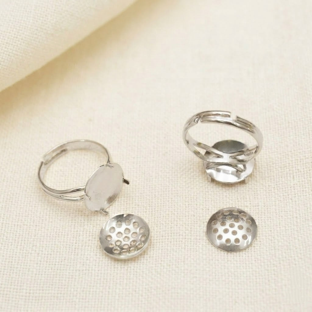 Adjustable Mesh Ring Blank Gold Silver Jewelry Findings for Wire Crochet