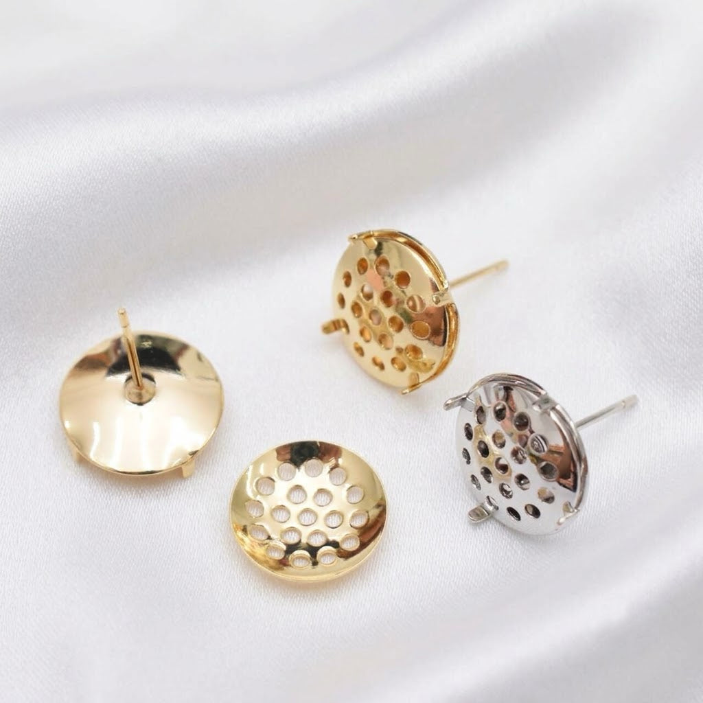Metal Wire Crochet Earring Stud Base Components Gold Silver Jewelry Findings Two Styles Available**
