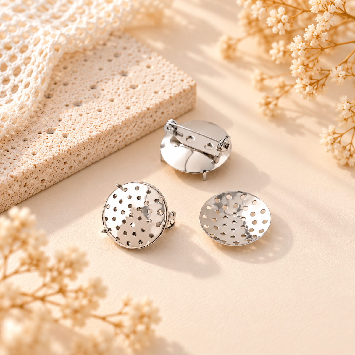 Mesh Brooch Pin Base Gold Silver Jewelry Findings For Wire Crochet Handmade Accessories Making
