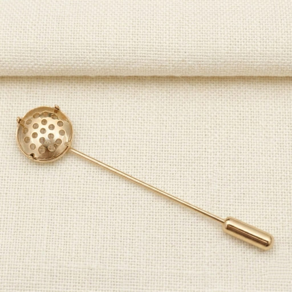 Gold Plated Copper Mesh Disc Decorative Lapel Pin Floral Brooch Base DIY Accessory Component