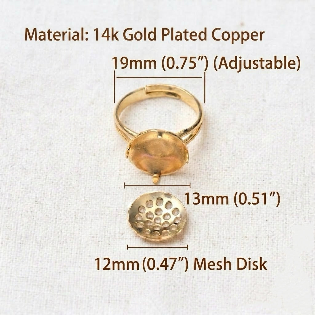 Adjustable Mesh Ring Blank Gold Silver Jewelry Findings for Wire Crochet