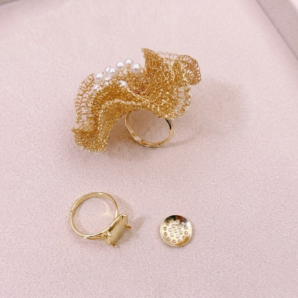Adjustable Mesh Ring Blank Gold Silver Jewelry Findings for Wire Crochet
