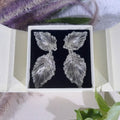 Handmade Wire Crochet Leaf Statement Drop Earrings Gold Silver Botanical Bridal Lightweight Artisan Jewelry