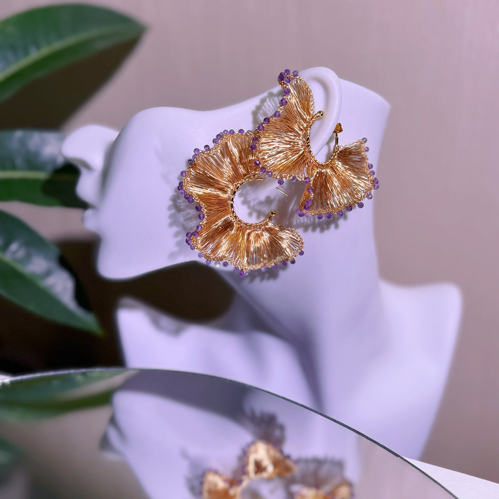 Handcrafted Metal Wire Crochet And Beaded Artisan Earrings