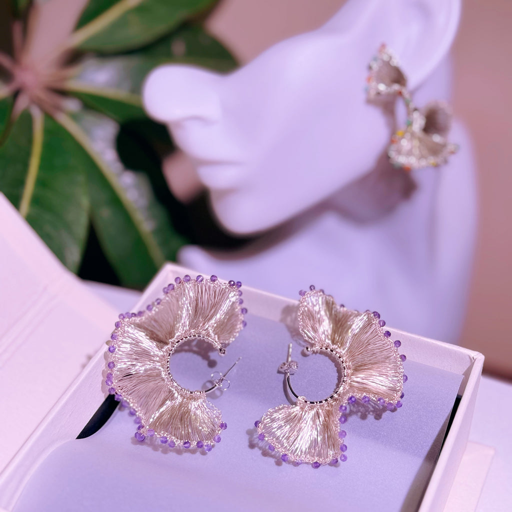 Handcrafted Metal Wire Crochet And Beaded Artisan Earrings